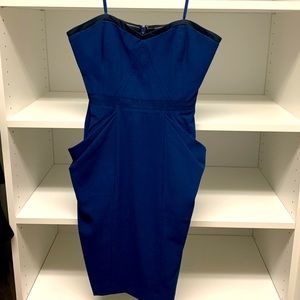 BCBGMAXAZRIA Blue Strapless Dress